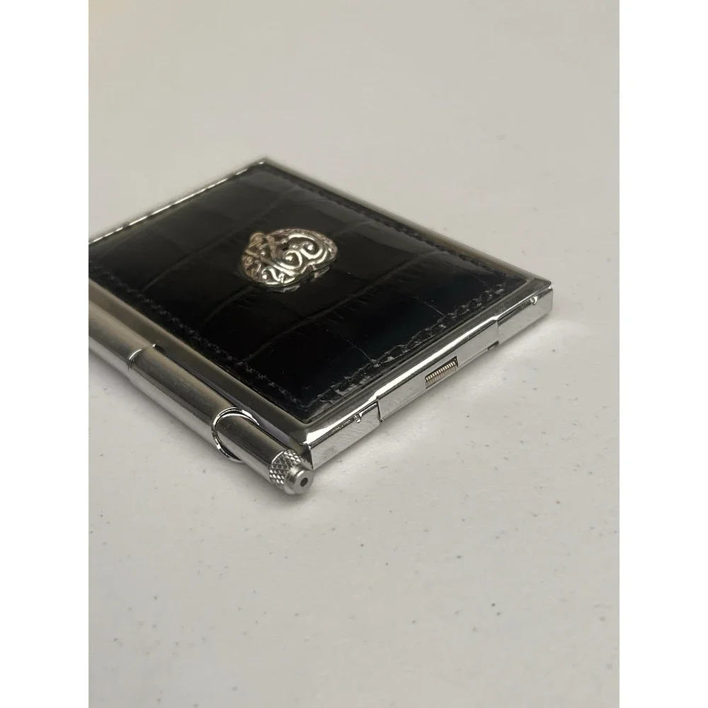 Brighton Black Croc Embossed Notepad Memo Holder Heart Pen Desk Accessory